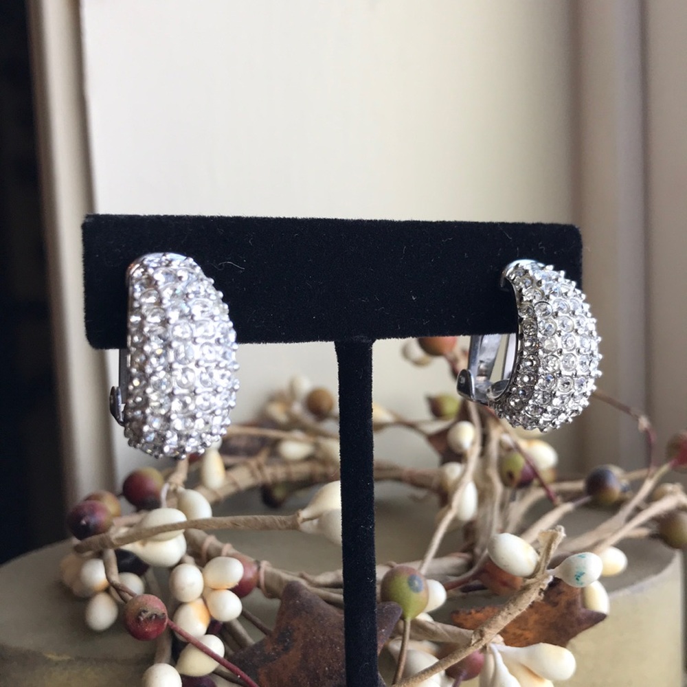 Nordstrom CZ silver rhinestone clip earrings - Picture 6 of 6